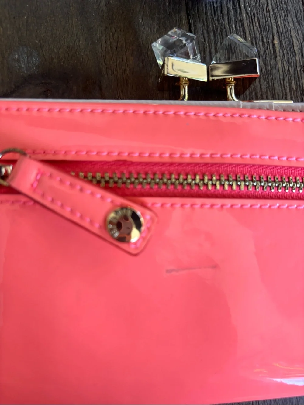 Ted Baker Coral Patent Clasp Wallet